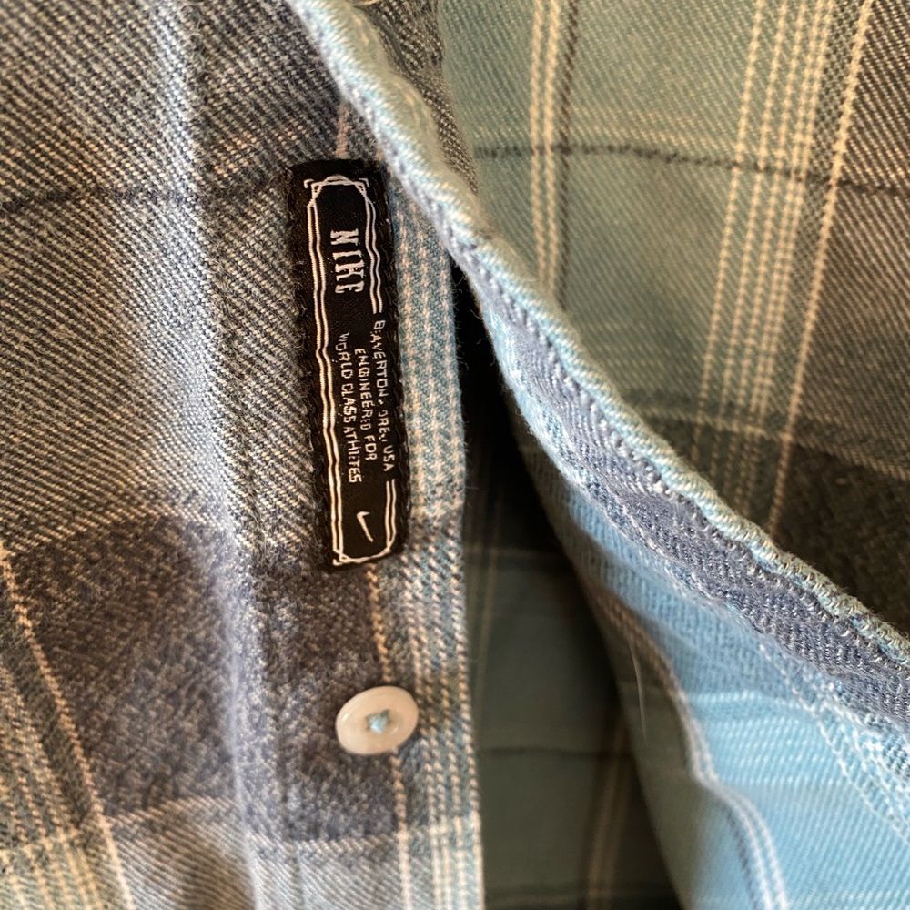 Nike Blue Plaid Hooded Shirt - Picture 4 of 5